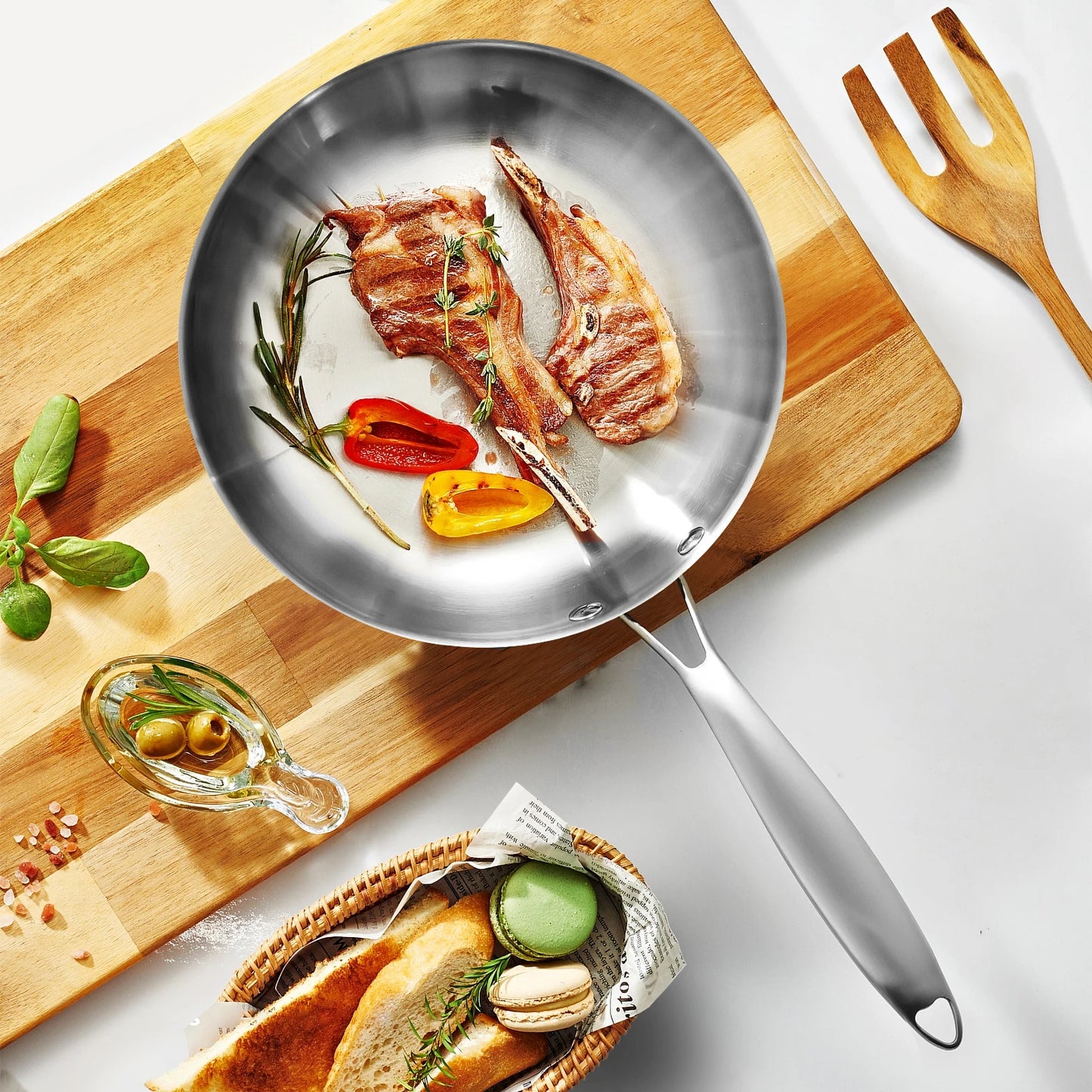 Non Stick Stainless Steel Frying Pan - 304 Food Grade