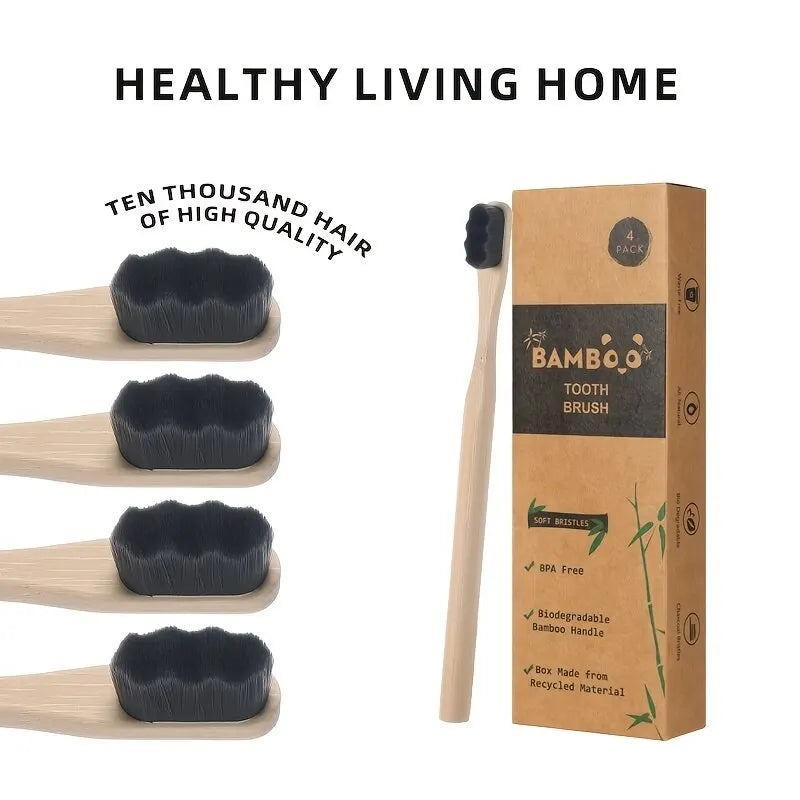 Premium Bamboo Tooth Brush - 4 pcs pack