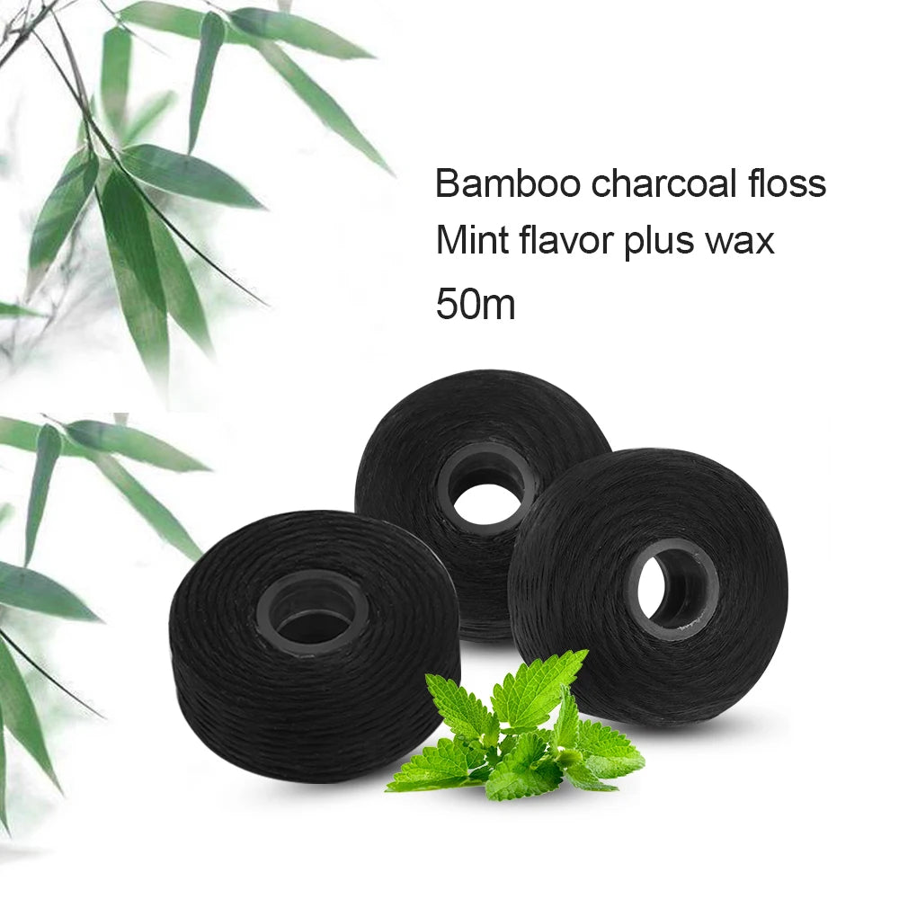 Bamboo Charcoal Dental Flosser - 3 Pcs 50m pack